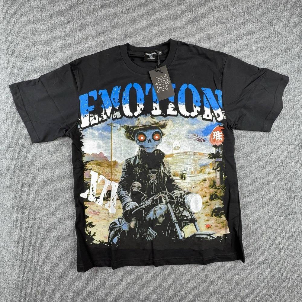 Mixed Emotion Shirt Mens Medium Black Motorcycle Rider Graphic Streetwear Tee